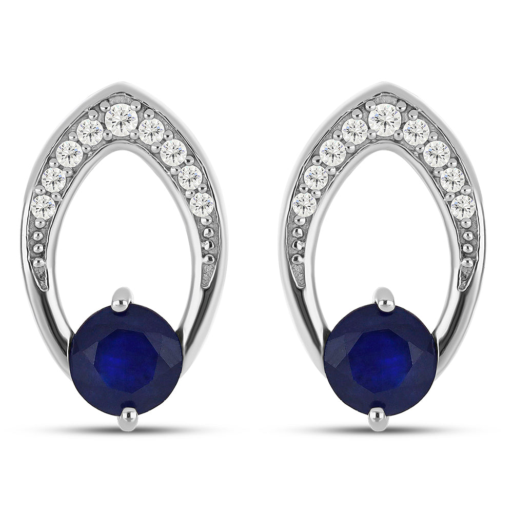 Pendientes de Plata con Zafiro Azul Australiano y Topacio Blanco 1 