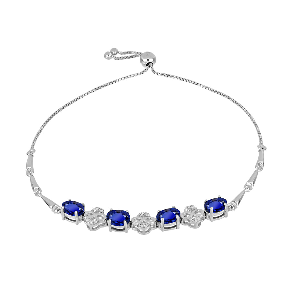 Pulsera de Plata con Zafiro Azul Australiano y Topacio Blanco 1 