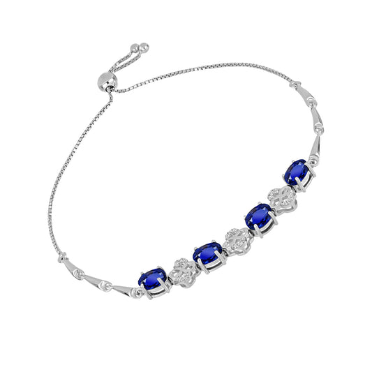 Pulsera de Plata con Zafiro Azul Australiano y Topacio Blanco