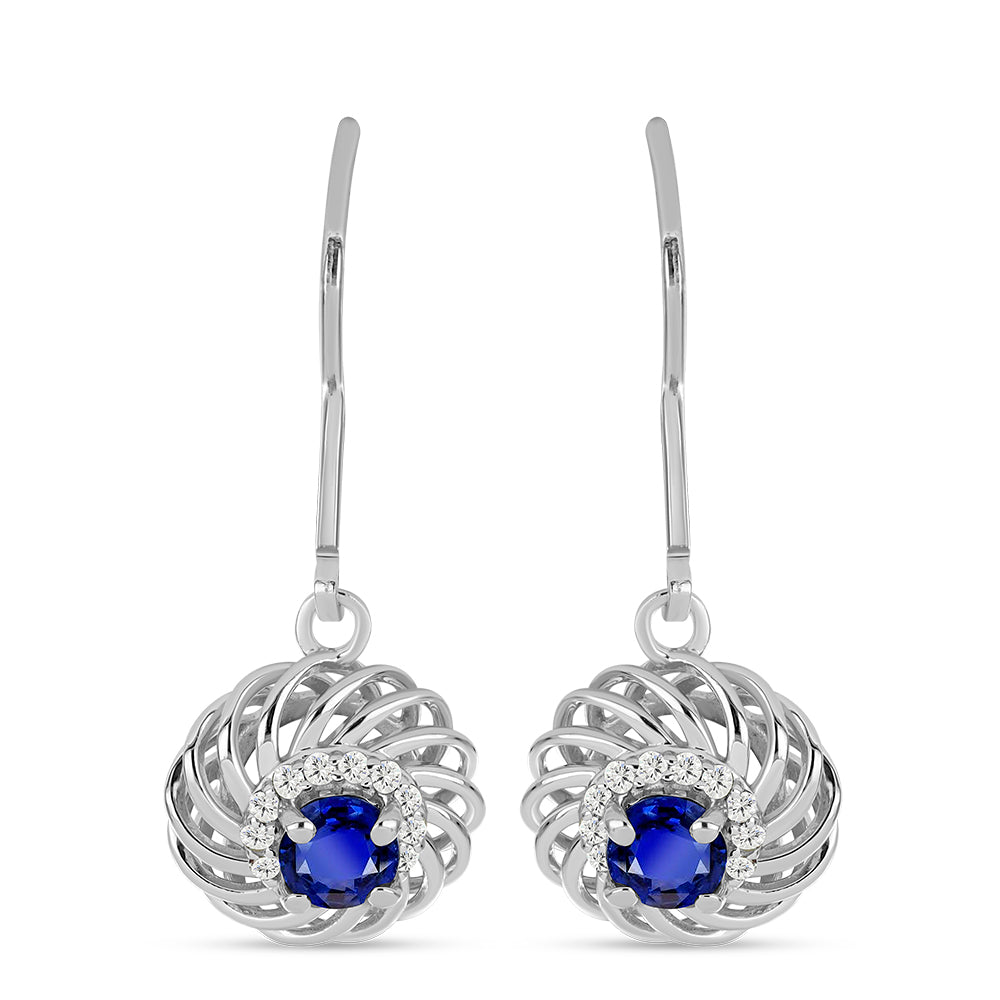 Pendientes de Plata con Zafiro Azul Australiano y Topacio Blanco 3 