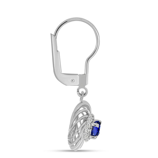 Pendientes de Plata con Zafiro Azul Australiano y Topacio Blanco