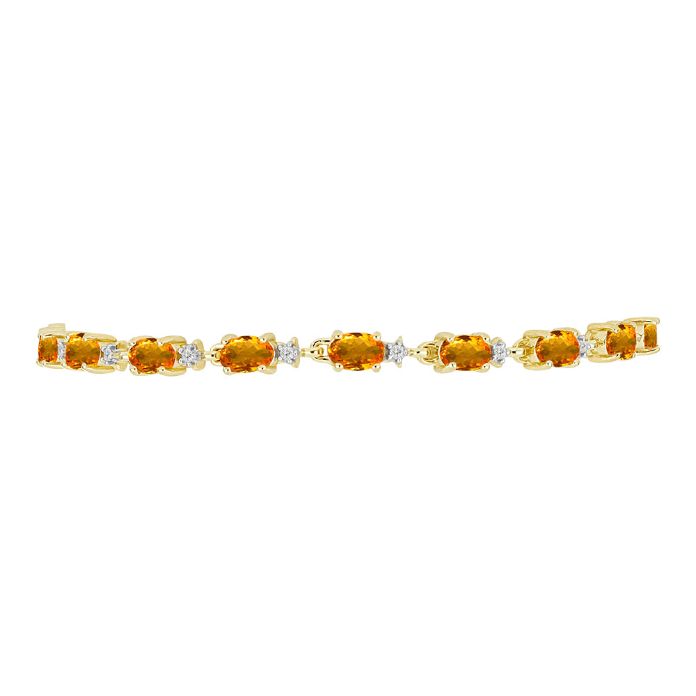 Pulsera de Plata Bañada en Oro con Citrino de Rio Grande y Topacio Blanco 2 