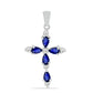 Cruz Colgante de Plata con Zafiro Azul Australiano y Topacio Blanco