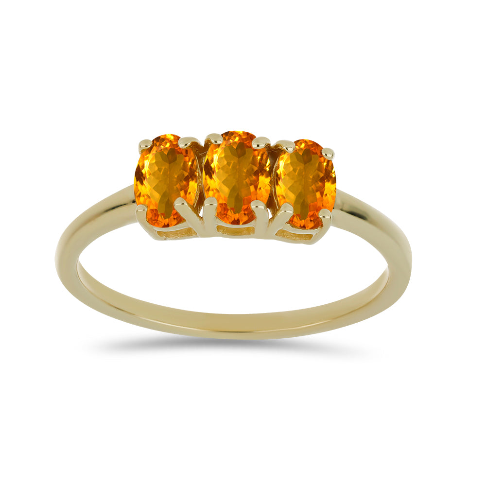 Anillo de Plata Bañada en Oro con Citrino de Rio Grande 3 