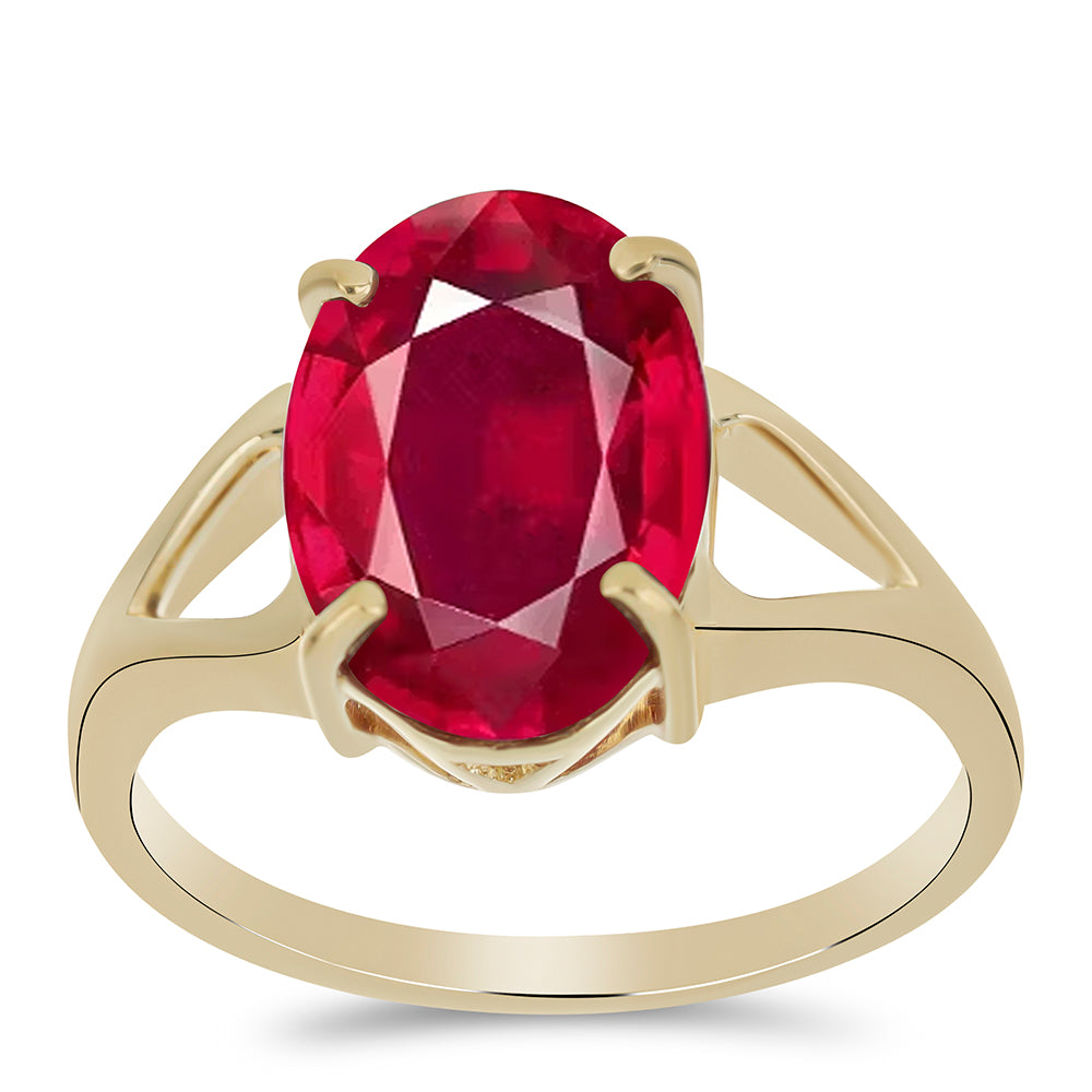 Anillo de Plata Bañada en Oro con Rubí de Madagascar 7 