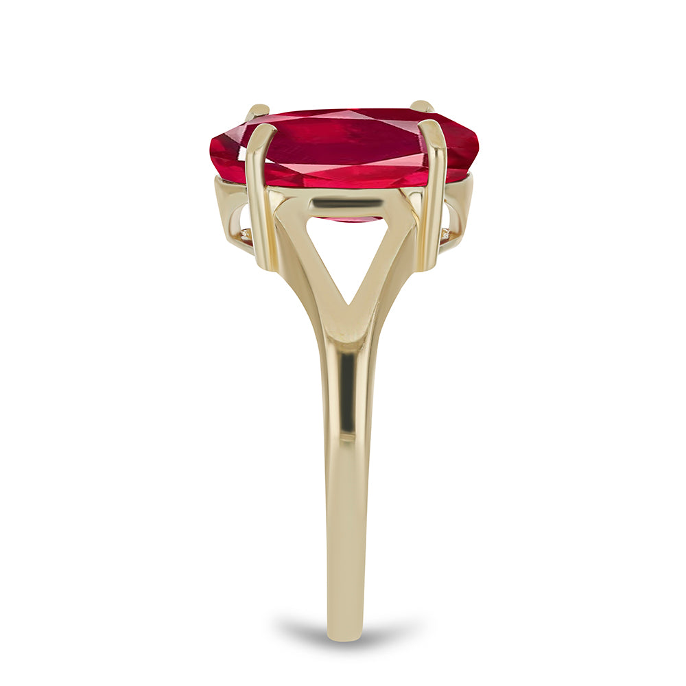 Anillo de Plata Bañada en Oro con Rubí de Madagascar 8 