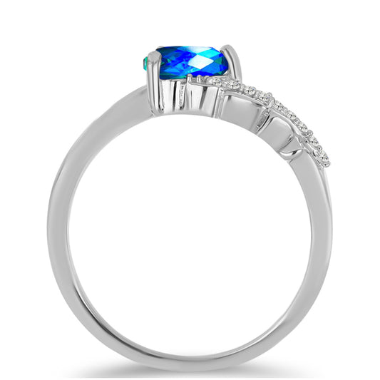 Anillo de Plata con Cuarzo Pavo Real y Topacio Blanco