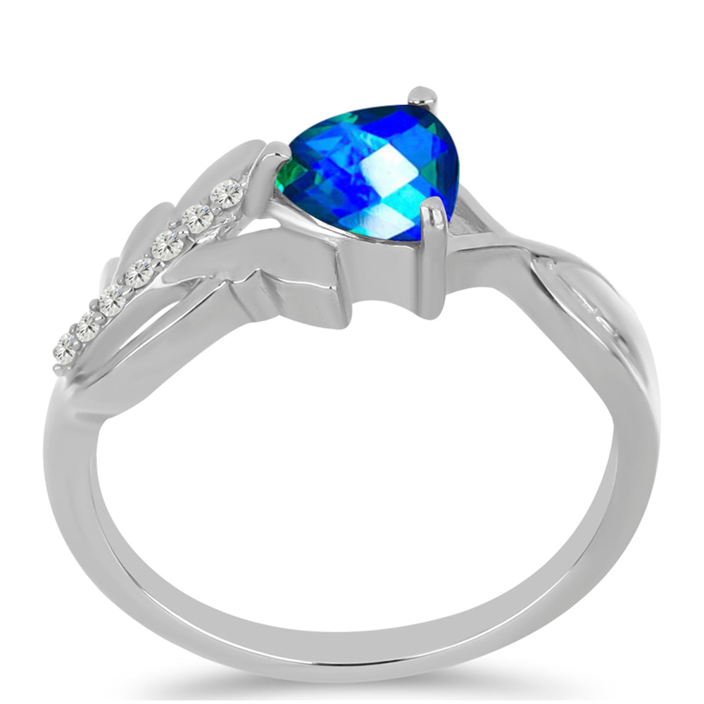 Anillo de Plata con Cuarzo Pavo Real y Topacio Blanco 3 