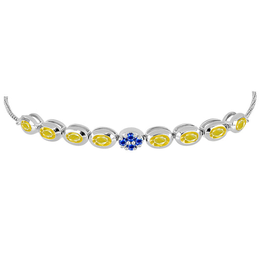 Pulsera de Plata con Zafiro Amarillo y Zafiro azul Australiano