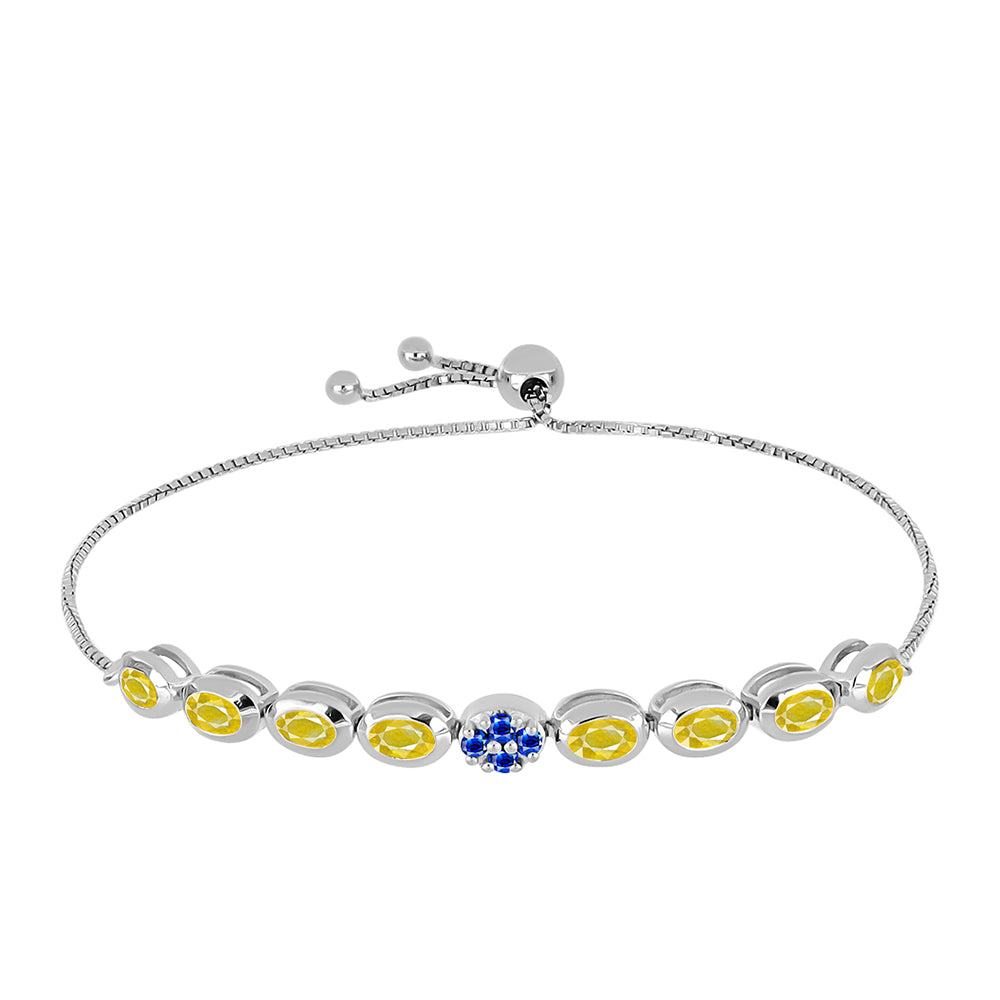Pulsera de Plata con Zafiro Amarillo y Zafiro azul Australiano 1 