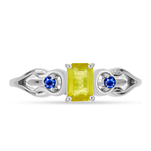 Anillo de Plata con Zafiro Amarillo y Zafiro azul Australiano