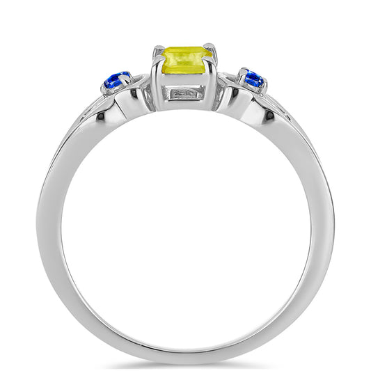 Anillo de Plata con Zafiro Amarillo y Zafiro azul Australiano