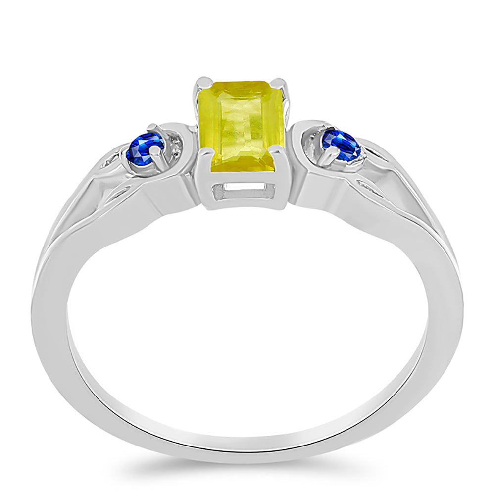 Anillo de Plata con Zafiro Amarillo y Zafiro azul Australiano 3 