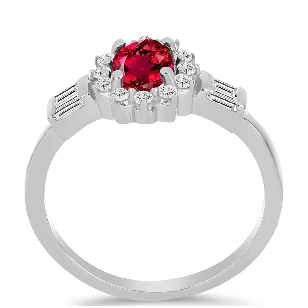 Anillo de Plata con Rubelita de Cruzeiro y Zircón Blanco 3 