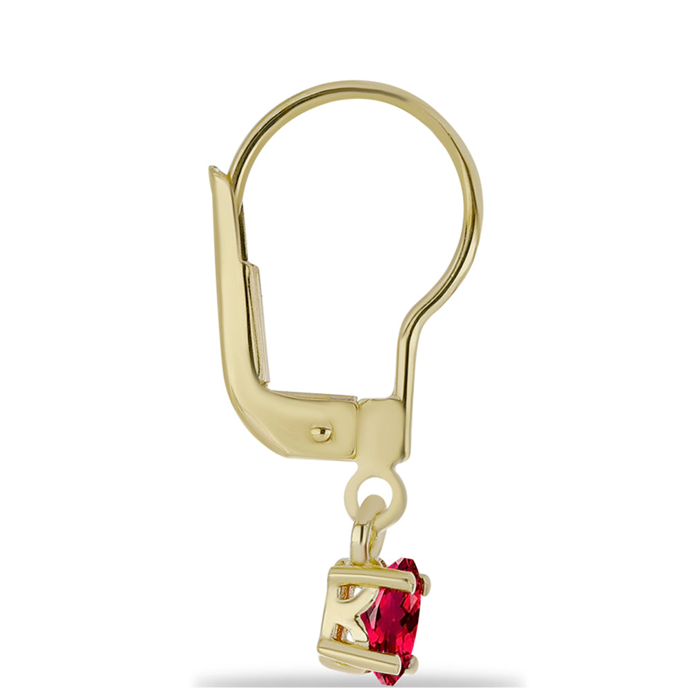 Pendientes de Plata Bañada en Oro con Rubelita de Cruzeiro