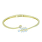 Pulsera de Plata Bañada en Oro con Piedra Lunar Arco Iris y Topacio Blanco