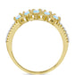 Anillo de Plata Bañada en Oro con Piedra Lunar Arco Iris y Topacio Blanco