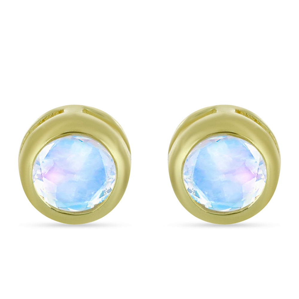 Pendientes de Plata Bañada en Oro con Piedra Lunar Arco Iris 1 