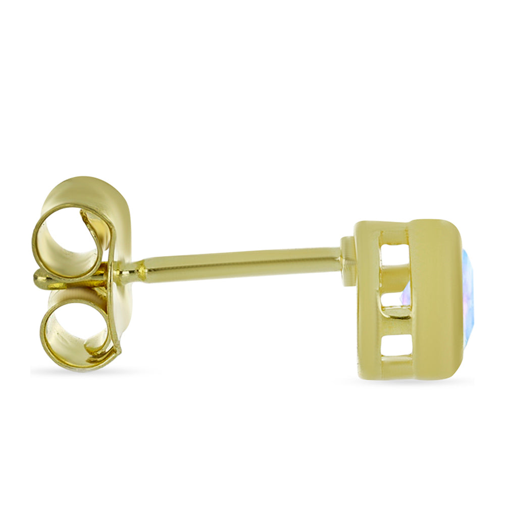 Pendientes de Plata Bañada en Oro con Piedra Lunar Arco Iris 2 