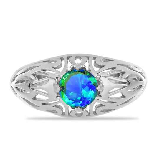 Anillo de Plata con Cuarzo Pavo Real