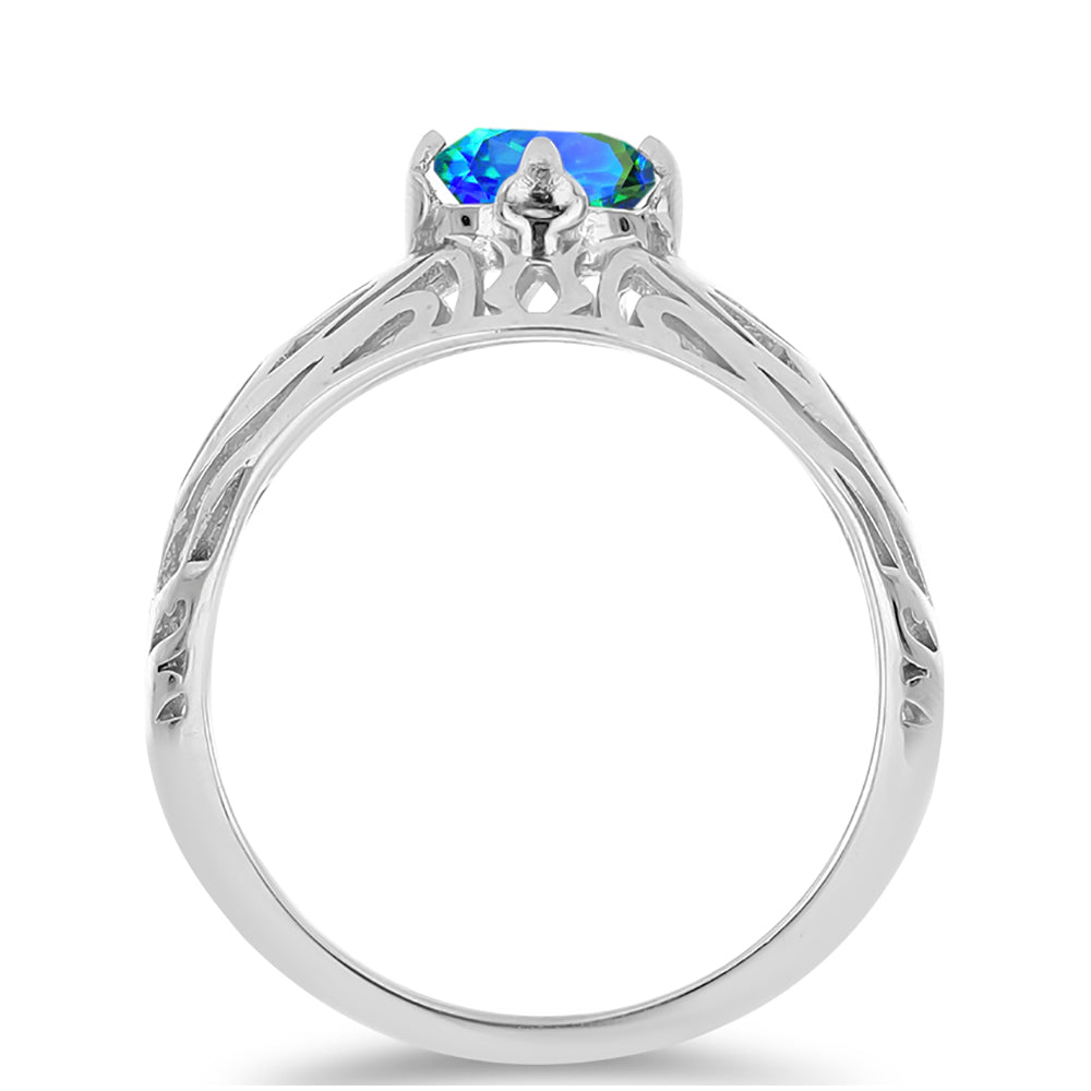 Anillo de Plata con Cuarzo Pavo Real 2 