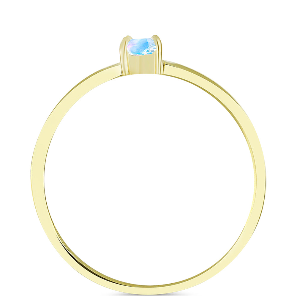 Anillo de Plata Bañada en Oro con Piedra Lunar Arco Iris 2 