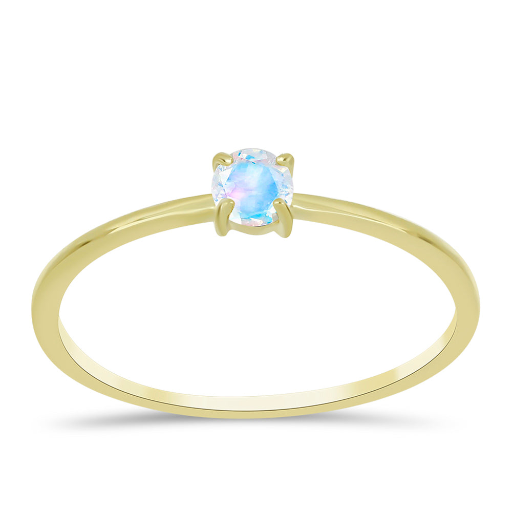 Anillo de Plata Bañada en Oro con Piedra Lunar Arco Iris 3 