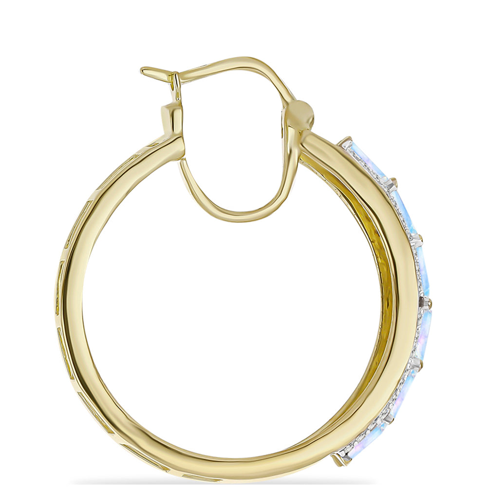 Pendientes de Plata Bañada en Oro con Piedra Lunar Arco Iris y Topacio Blanco 2 