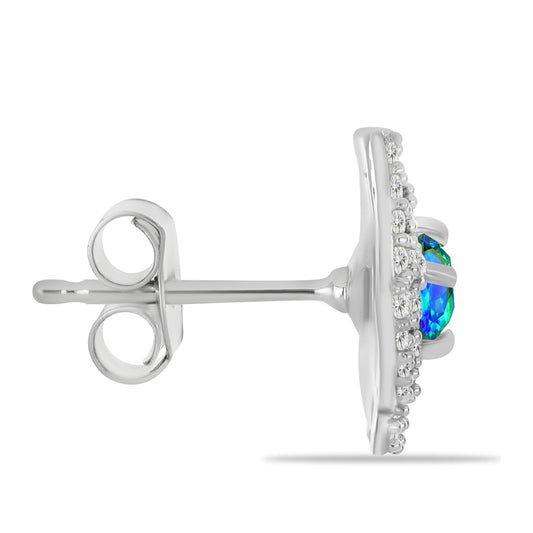 Pendientes de Plata con Cuarzo Pavo Real y Topacio Blanco