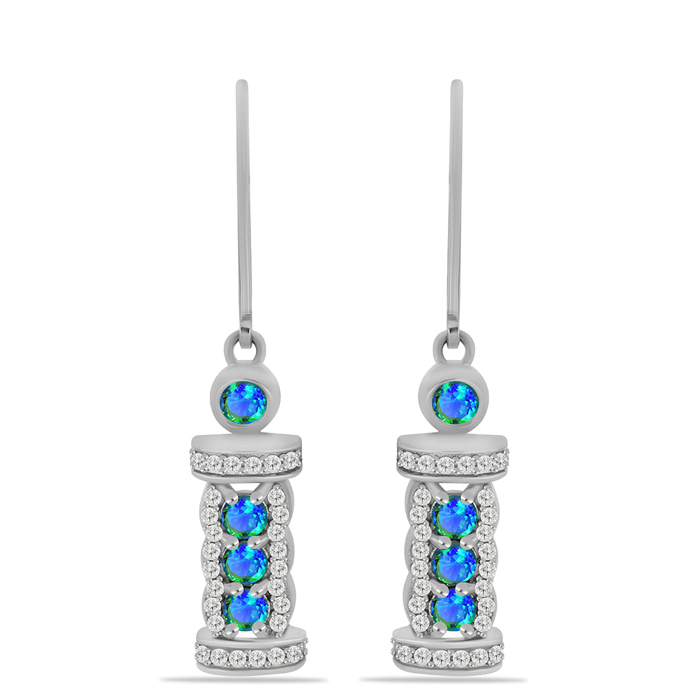 Pendientes de Plata con Cuarzo Pavo Real y Topacio Blanco