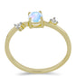 Anillo de Plata Bañada en Oro con Piedra Lunar Arco Iris y Topacio Blanco