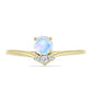 Anillo de Plata Bañada en Oro con Piedra Lunar Arco Iris y Topacio Blanco