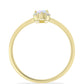 Anillo de Plata Bañada en Oro con Piedra Lunar Arco Iris y Topacio Blanco