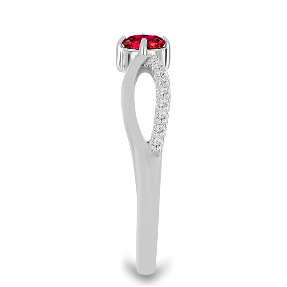 Anillo de Plata con Rubelita de Cruzeiro y Topacio Blanco 4 