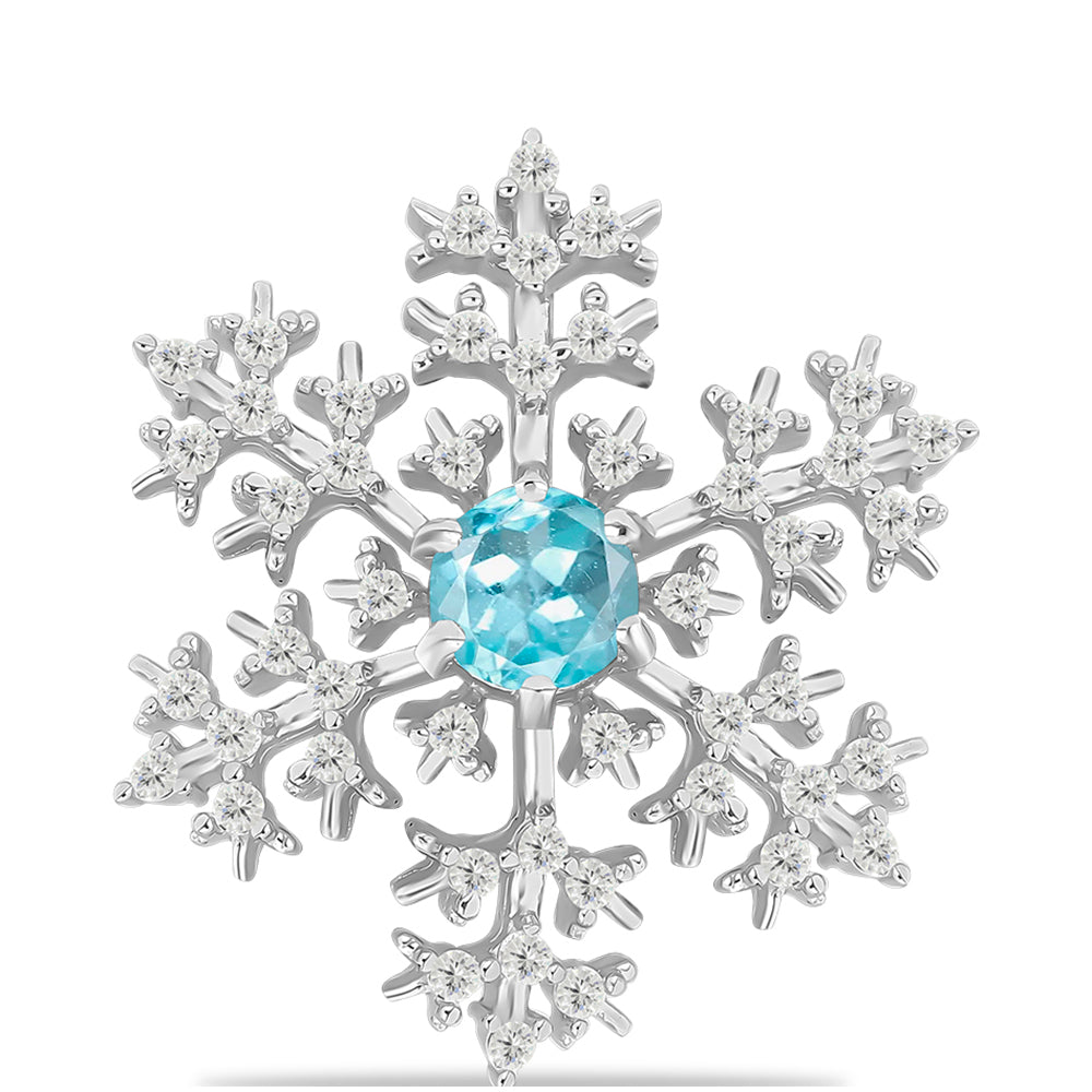 Colgante de Plata con Apatita Azul Cielo y Topacio Blanco