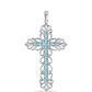 Cruz Colgante de Plata con Apatita Azul Cielo y Topacio Blanco