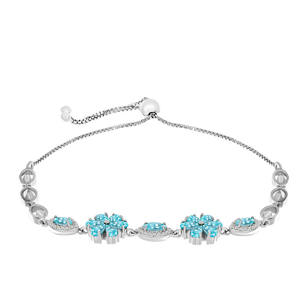 Pulsera de Plata con Apatita Azul Cielo y Topacio Blanco 1 