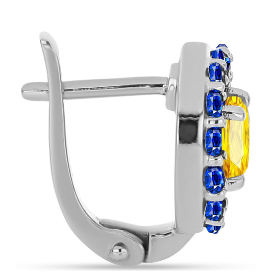 Pendientes de Plata con Zafiro Amarillo y Zafiro azul Australiano