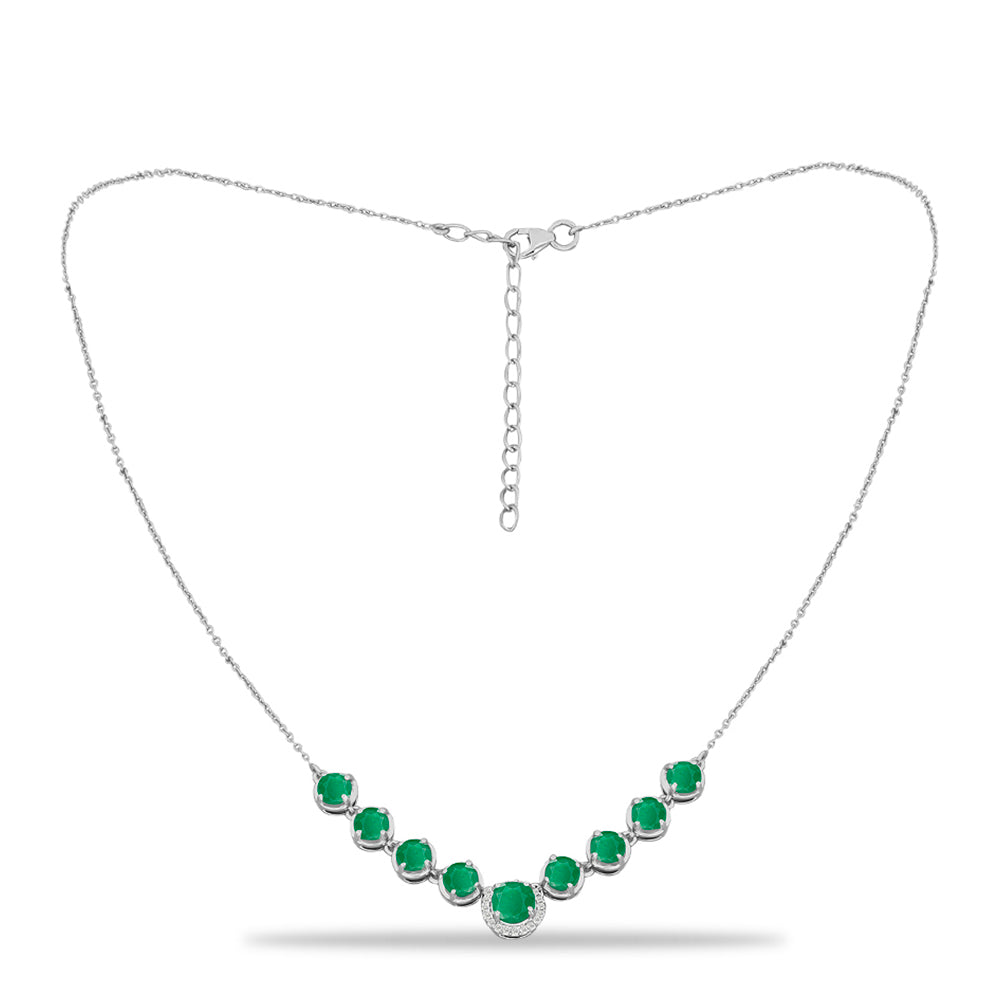 Collar de Plata con Esmeralda de Brasil y Topacio Blanco 1 