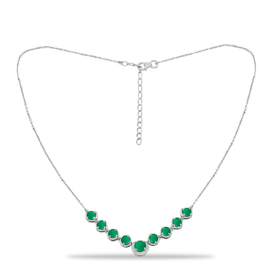Collar de Plata con Esmeralda de Brasil y Topacio Blanco