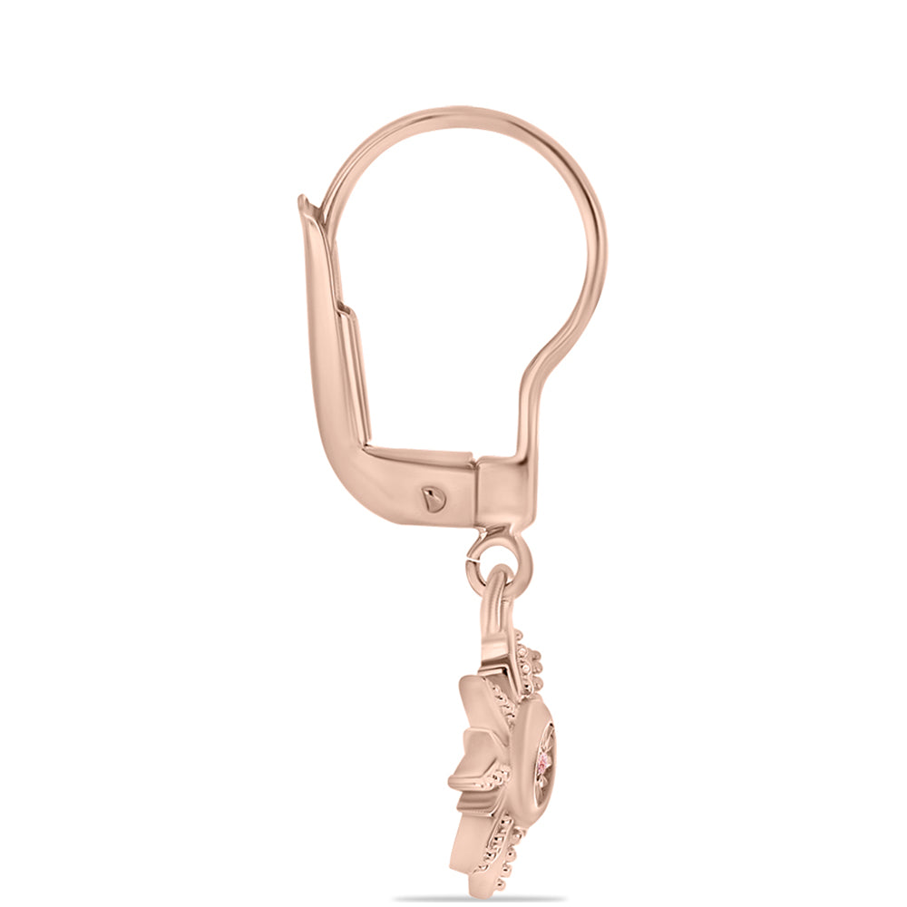 Pendientes de Plata Bañada en Oro Rosa con Diamante Rosa Danzantes 2 