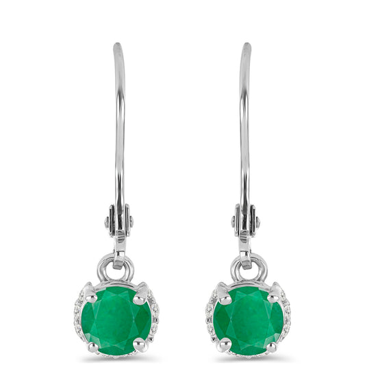 Pendientes de Plata con Esmeralda de Brasil y Topacio Blanco