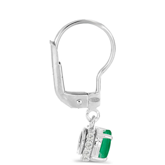 Pendientes de Plata con Esmeralda de Brasil y Topacio Blanco