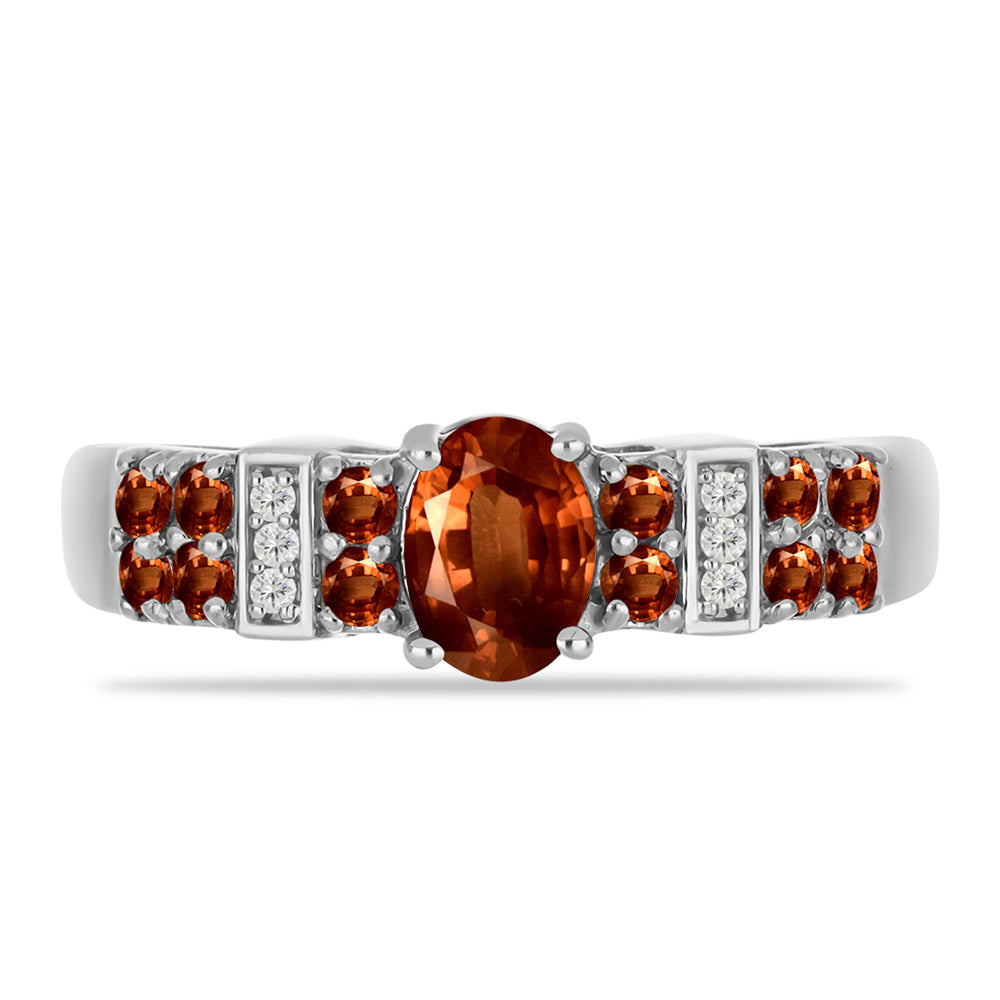 Anillo de Plata con Andalusita y Topacio Blanco