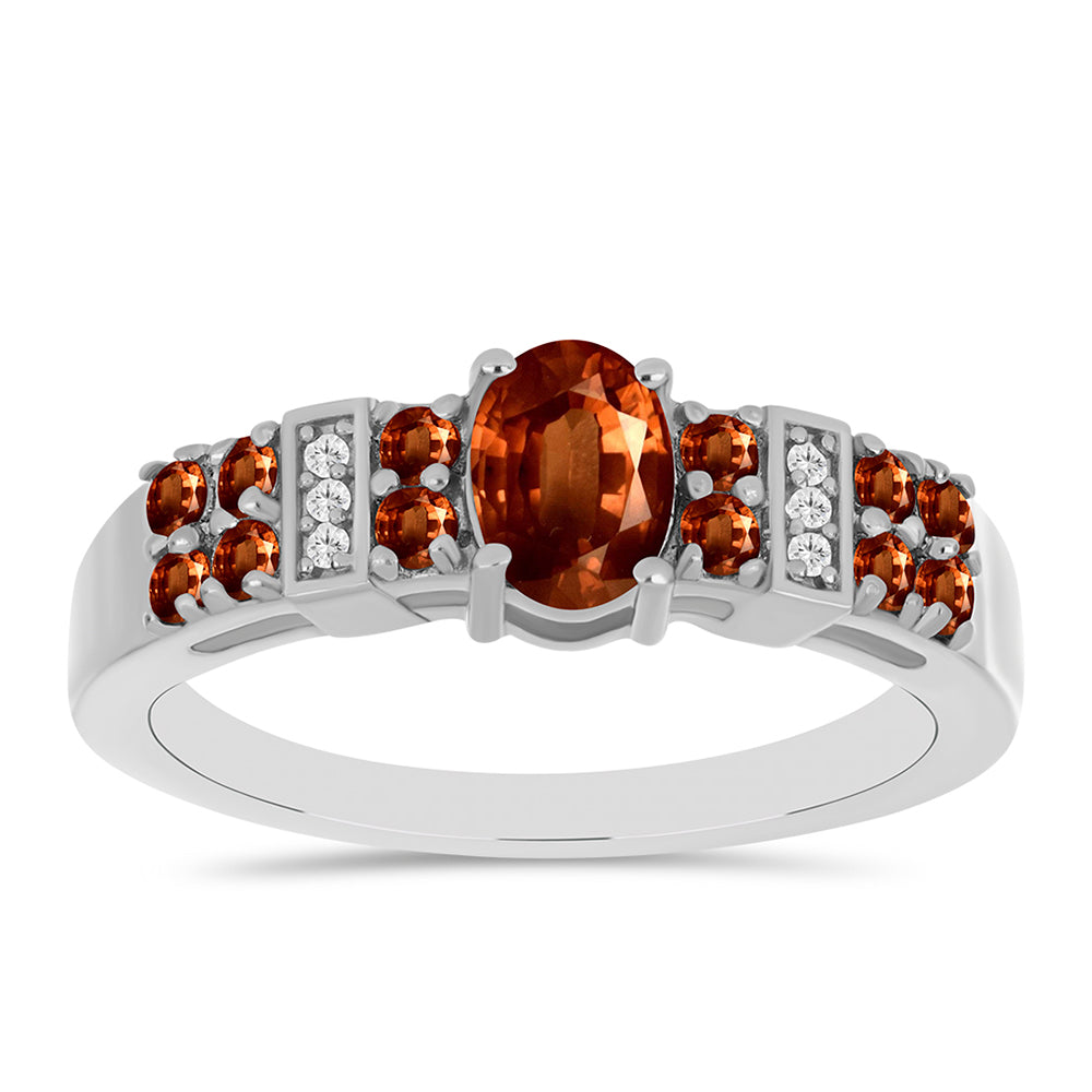 Anillo de Plata con Andalusita y Topacio Blanco