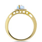 Anillo de Plata Bañada en Oro con Piedra Lunar Arco Iris y Topacio Blanco
