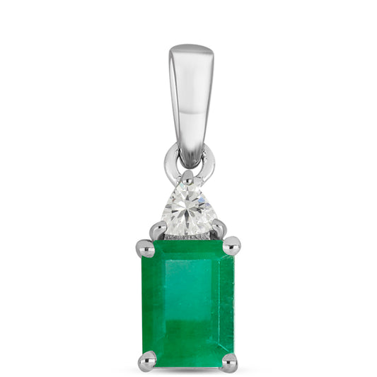 Colgante de Plata con Esmeralda de Brasil y Topacio Blanco