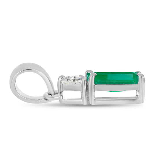 Colgante de Plata con Esmeralda de Brasil y Topacio Blanco