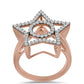 Anillo de Plata Bañada en Oro Rosa con Diamante Rosa Danzantes y Topacio Blanco