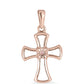 Cruz Colgante de Plata Bañada en Oro Rosa con Diamante Rosa Danzantes